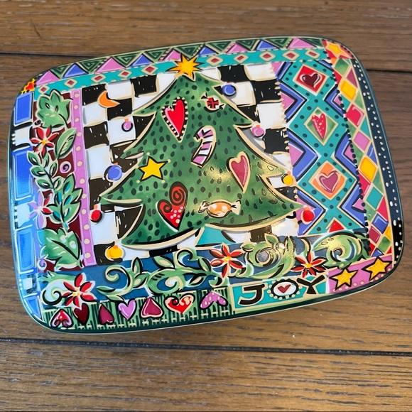 Vintage MIKASA Christmas Tree Porcelain Trinket Box, Festive Theme By Jenny Faw - Picture 2 of 11